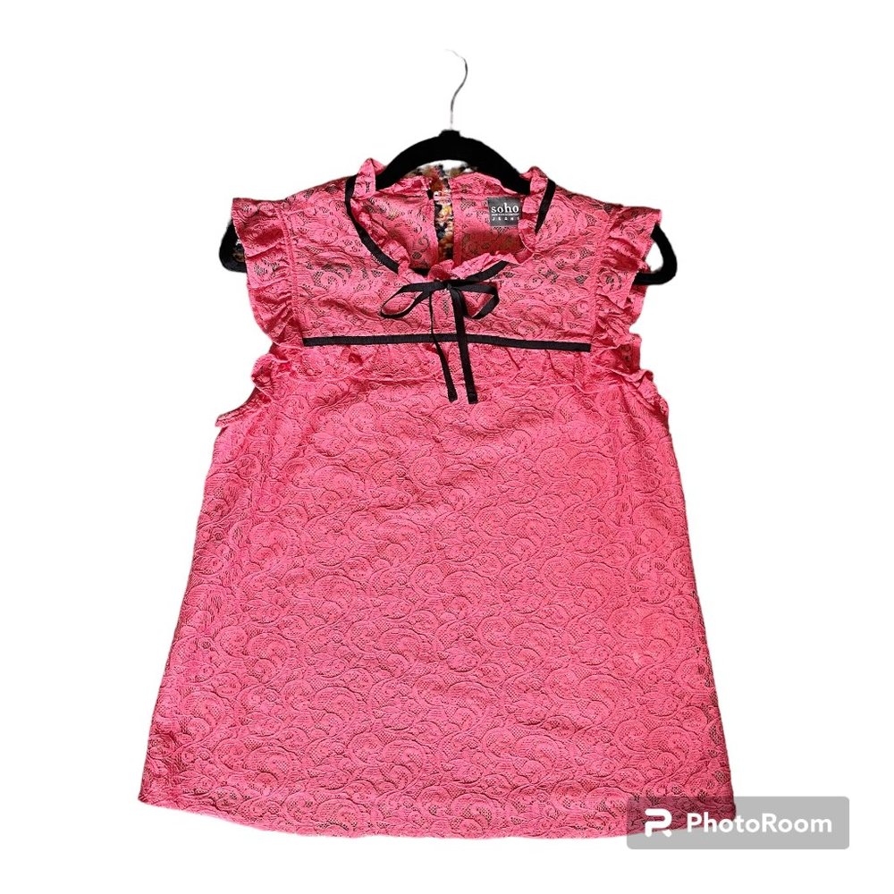 NEW YORK & COMPANY Coral Sleeveless Bow Blouse sz. small